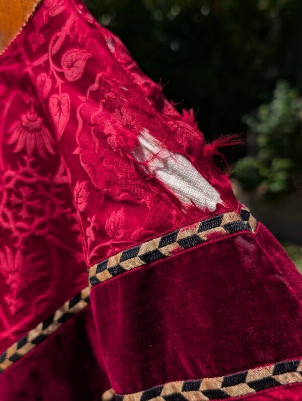 Vintage Red Damask Silk Chasuble with Velvet Orphreys PROJECT