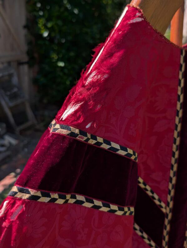 Vintage Red Damask Silk Chasuble with Velvet Orphreys PROJECT