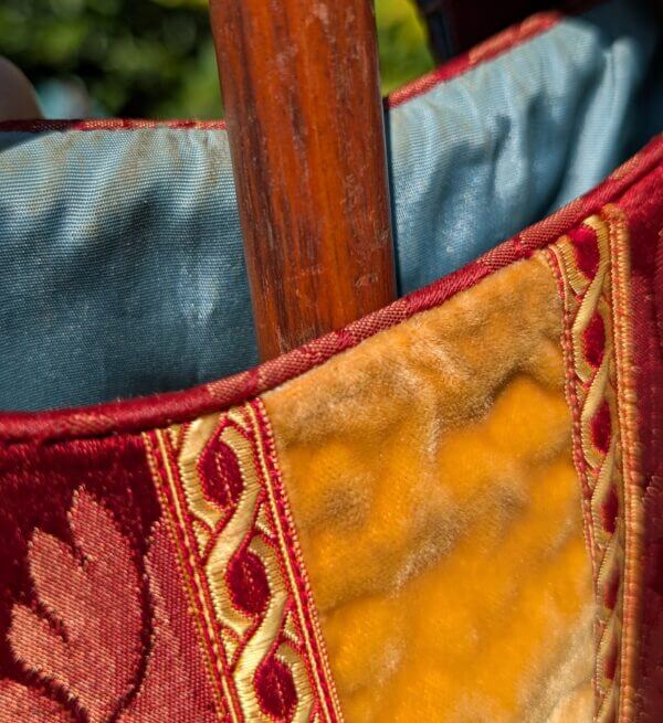Bold Vintage Deep Crimson Larger Chasuble with Rich Yellow Velvet Orphreys with Stole