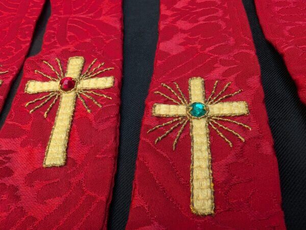 Three Bible Bookmarks Two with Embroidered Crosses with Faux Gems