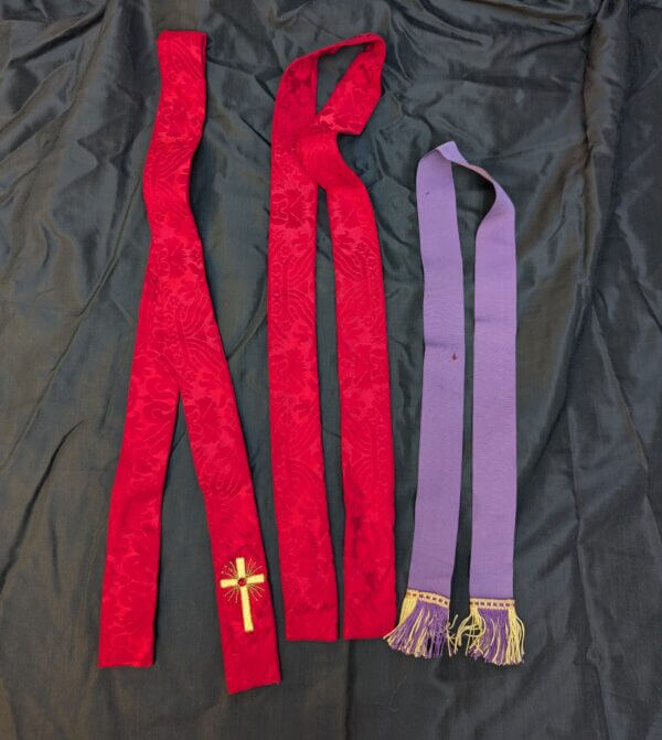 Three Bible Bookmarks Two with Embroidered Crosses with Faux Gems