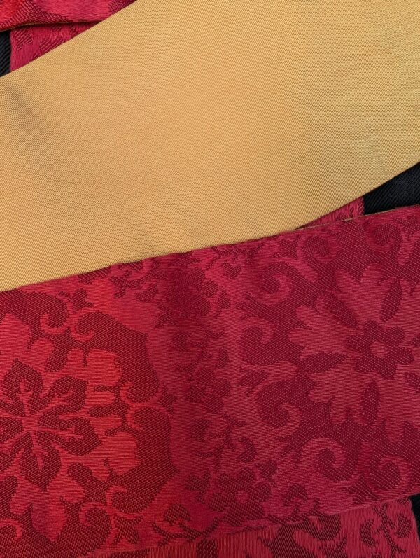Lovely Embroidered Vintage Red Damask Stole with Blue Crosses