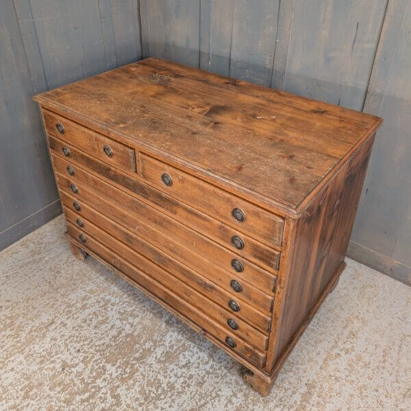 Early 1920's Antique Pine Vestment Plan Chest with Pull Ring Handles