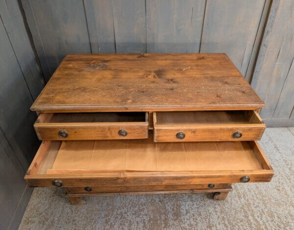 Early 1920's Antique Pine Vestment Plan Chest with Pull Ring Handles