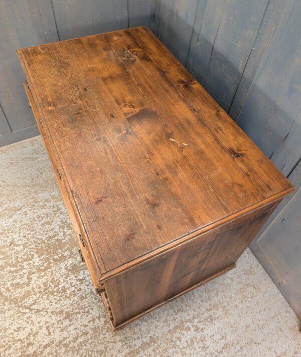 Early 1920's Antique Pine Vestment Plan Chest with Pull Ring Handles