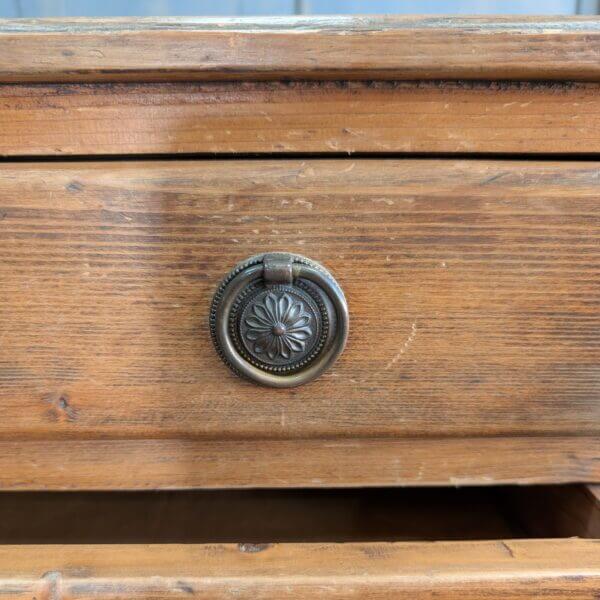 Early 1920's Antique Pine Vestment Plan Chest with Pull Ring Handles