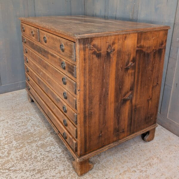 Early 1920's Antique Pine Vestment Plan Chest with Pull Ring Handles