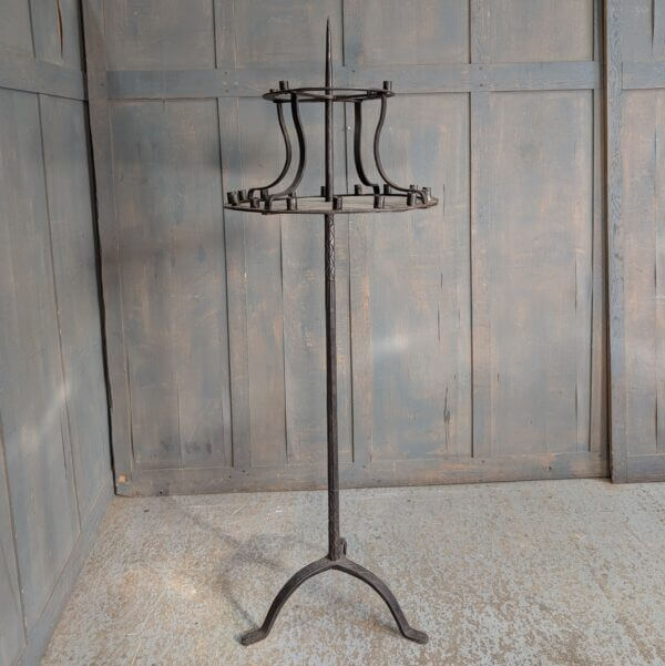 Medieval Style Blacksmith Made Revolving Iron Church Votive Candlestand