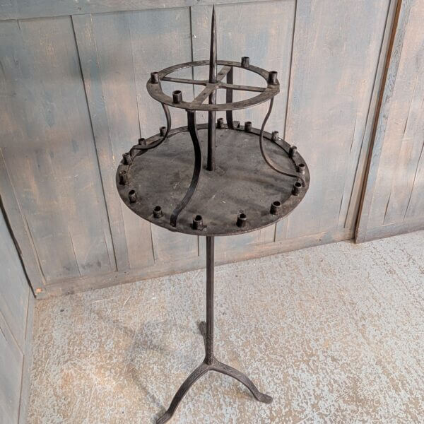 Medieval Style Blacksmith Made Revolving Iron Church Votive Candlestand