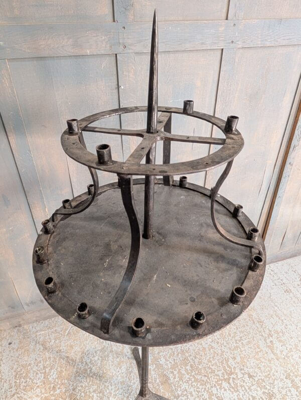 Medieval Style Blacksmith Made Revolving Iron Church Votive Candlestand