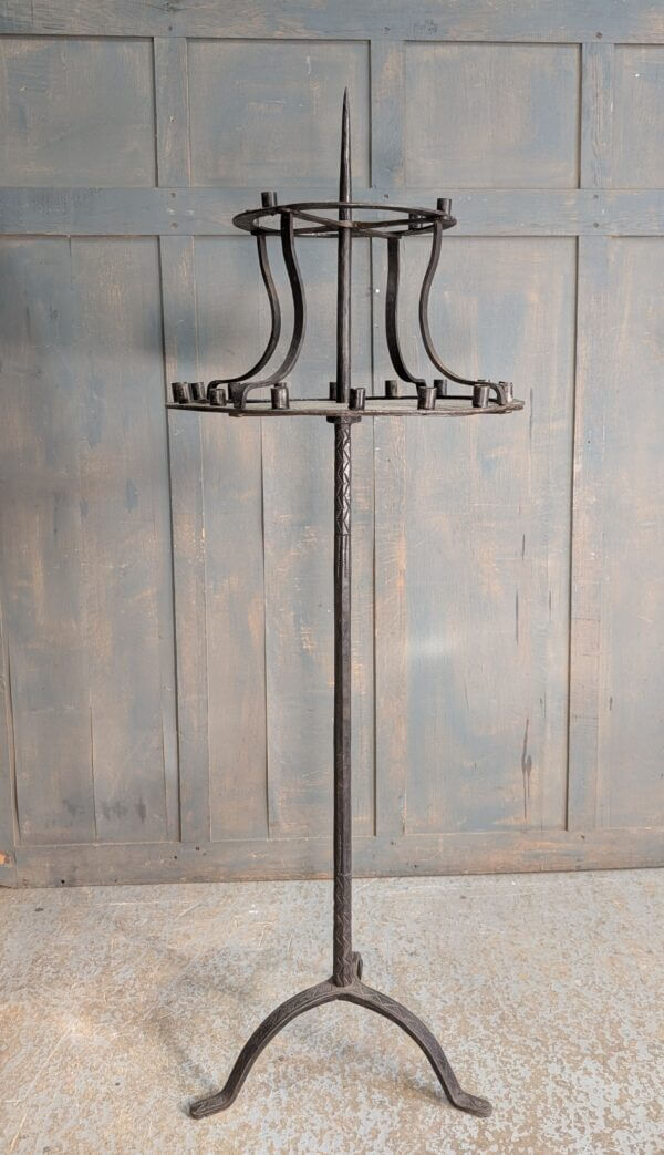 Medieval Style Blacksmith Made Revolving Iron Church Votive Candlestand