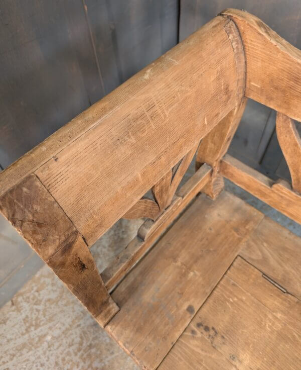 Small Austro-Hungarian Vintage Pine Storage Monks Bench