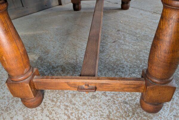 Large Heavy & Handsome Elm 18th Century Style Refectory Table with Pegged Stretcher