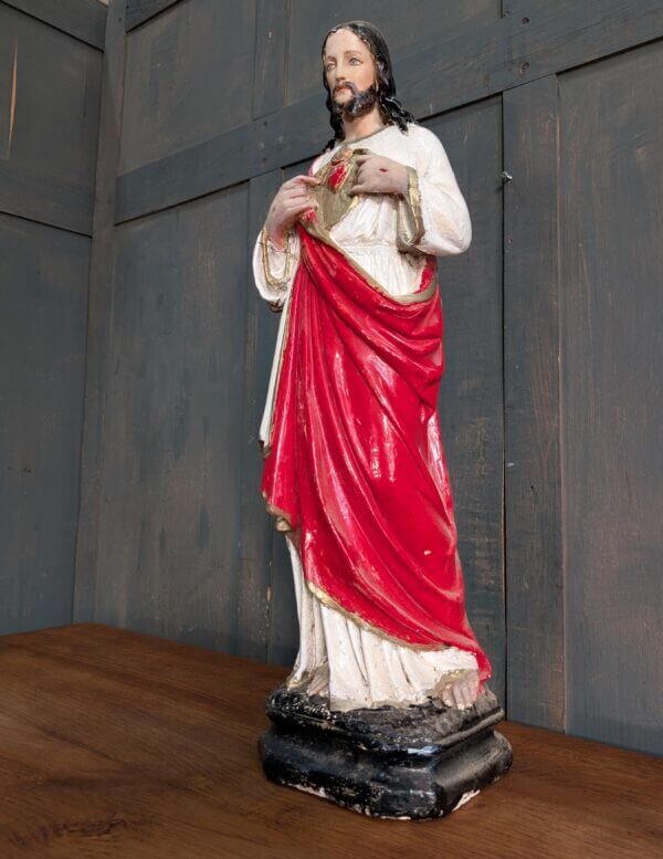 Antique Mid-Size Religious Statue of Christ the Sacred Heart