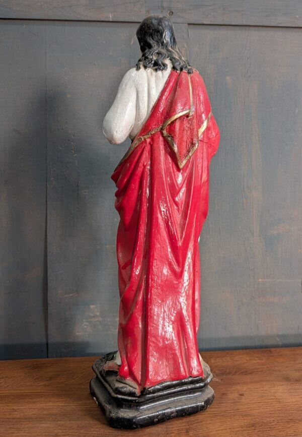 Antique Mid-Size Religious Statue of Christ the Sacred Heart