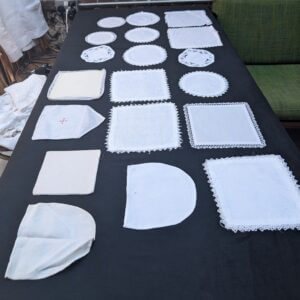 Communion Linen #4 - 19 Assorted Chalice Palls Corporals Doilies for Plants Candlesticks