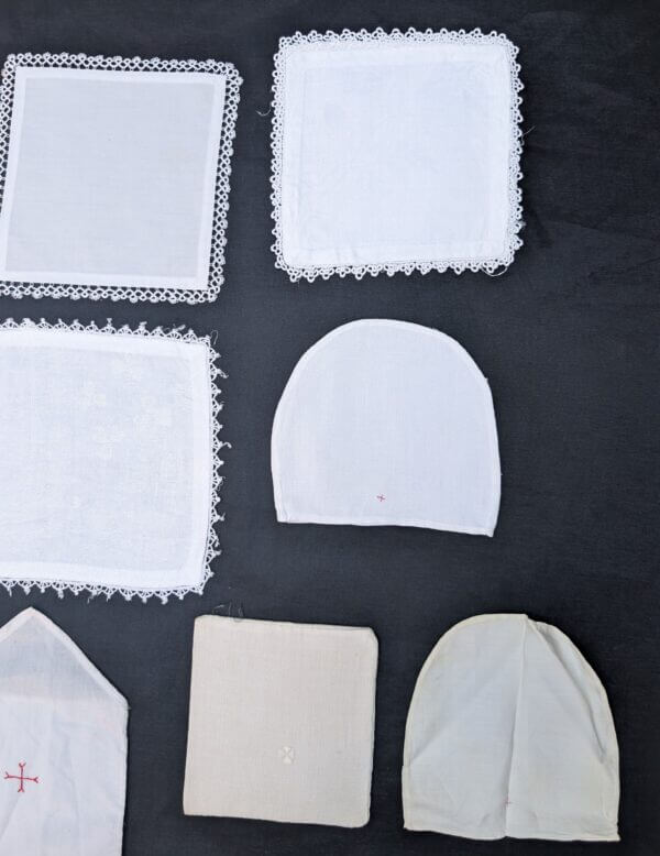 Communion Linen #4 - 19 Assorted Chalice Palls Corporals Doilies for Plants Candlesticks