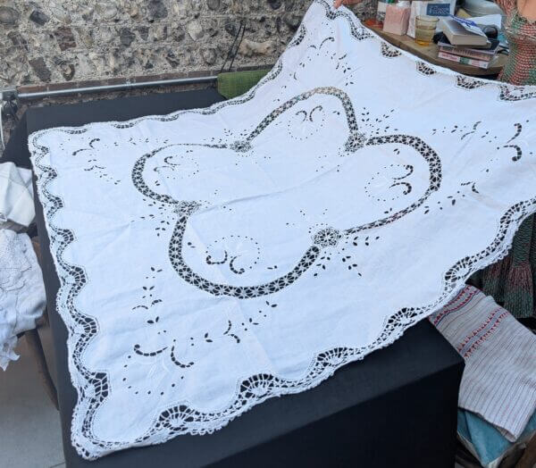 Communion Linen #7 - Beautiful Linen & Cotton Lace Altar Table Cloth Fair Linen