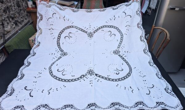 Communion Linen #7 - Beautiful Linen & Cotton Lace Altar Table Cloth Fair Linen