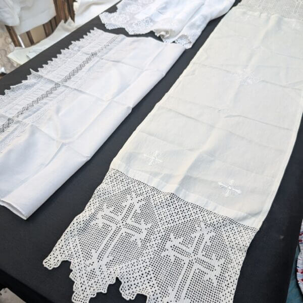 Communion Linen #9 - Very Fine Embroidered Lace Altar Table Runner Cloth Fair Linen plus 2 other Good Quality Cloths