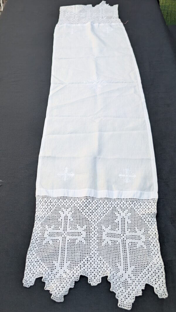Communion Linen #9 - Very Fine Embroidered Lace Altar Table Runner Cloth Fair Linen plus 2 other Good Quality Cloths