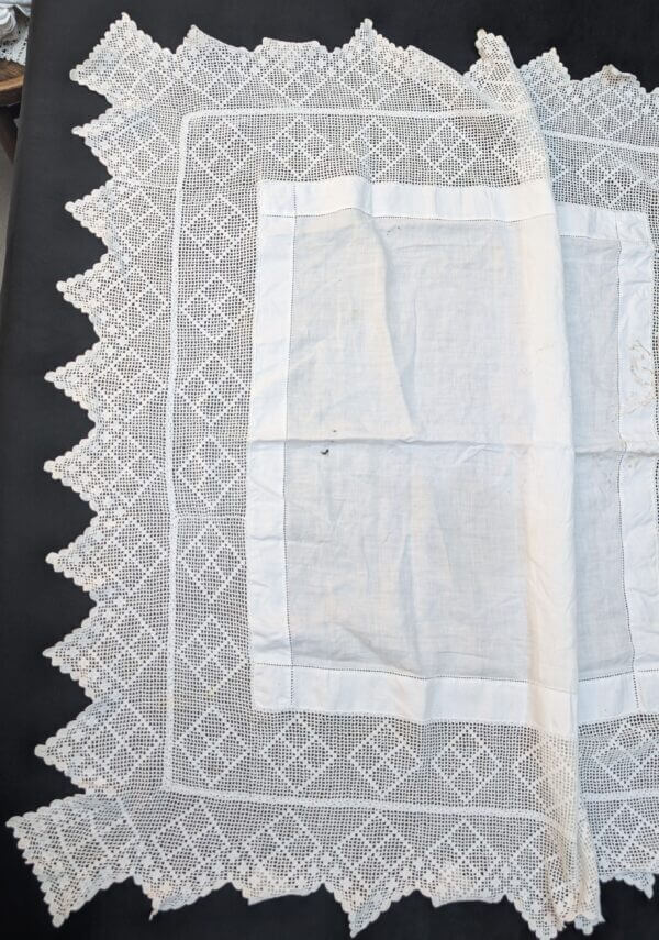 Communion Linen #10 - 3 Embroidered Lace Altar Cloths Fair Linen