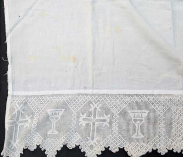 Communion Linen #10 - 3 Embroidered Lace Altar Cloths Fair Linen