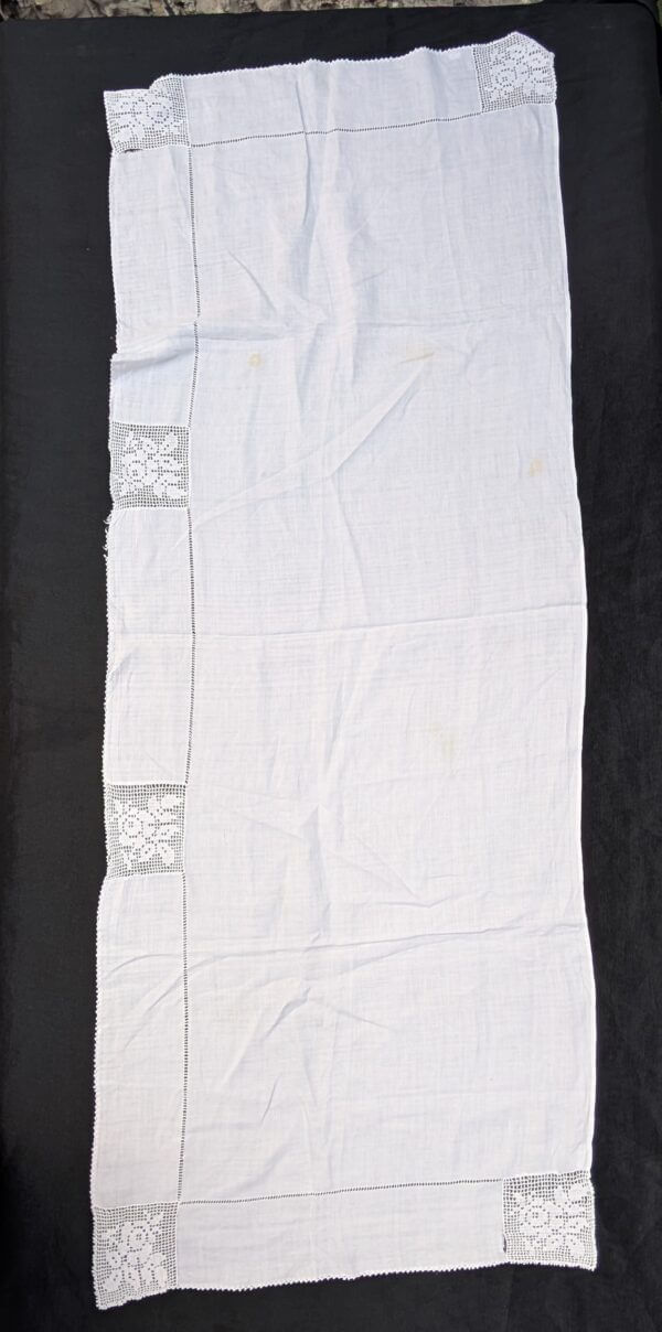 Communion Linen #11 - 3 Long Vintage Embroidered Lacework Altar Table Cloths Fair Linens