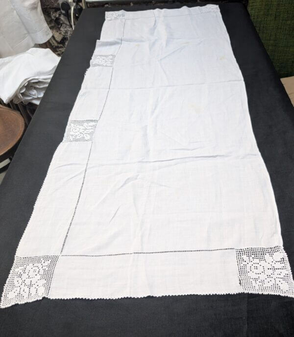 Communion Linen #11 - 3 Long Vintage Embroidered Lacework Altar Table Cloths Fair Linens