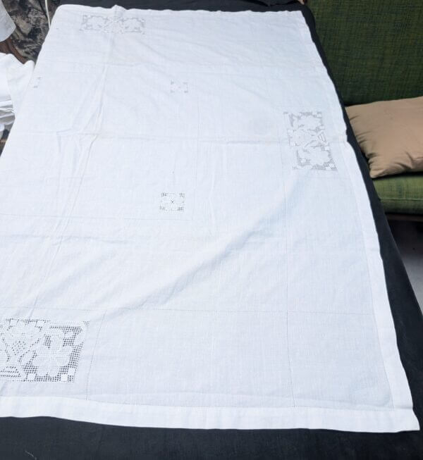 Communion Linen #11 - 3 Long Vintage Embroidered Lacework Altar Table Cloths Fair Linens