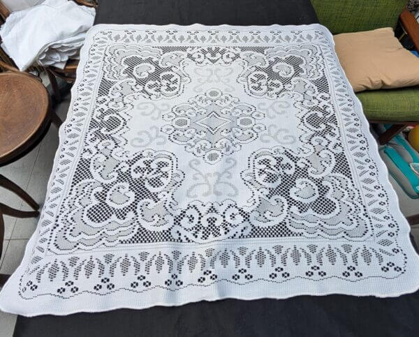 Communion Linen #11 - 3 Long Vintage Embroidered Lacework Altar Table Cloths Fair Linens