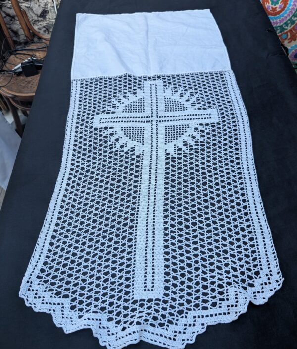 Communion Linen #13 - 3 Nice Embroidered Lacework Altar Cloths Runners Fair Linens