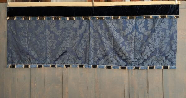 Deep Blue Damask Silk Altar Frontal with Dark Blue Velvet Superfrontal