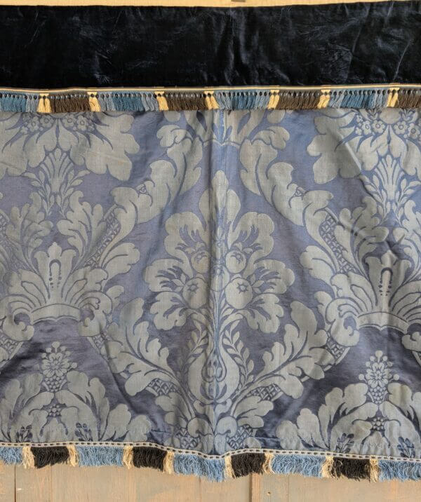 Deep Blue Damask Silk Altar Frontal with Dark Blue Velvet Superfrontal