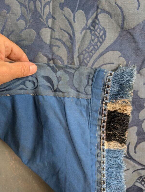 Deep Blue Damask Silk Altar Frontal with Dark Blue Velvet Superfrontal