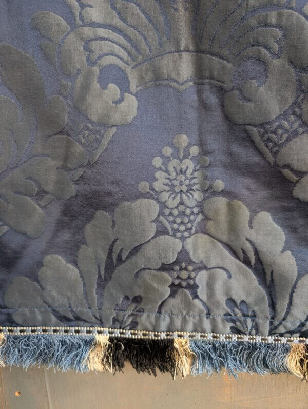 Deep Blue Damask Silk Altar Frontal with Dark Blue Velvet Superfrontal