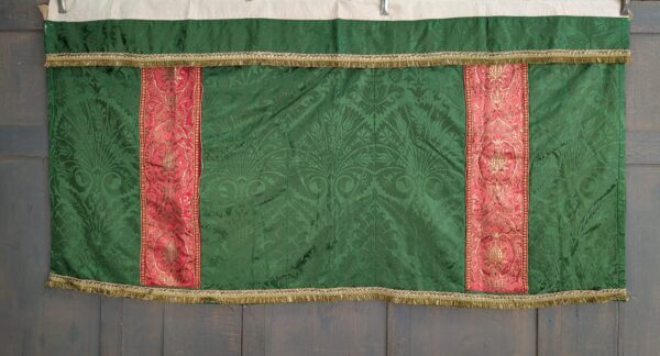 Smaller Size Vintage Altar Frontal in Emerald Green Damask Silk