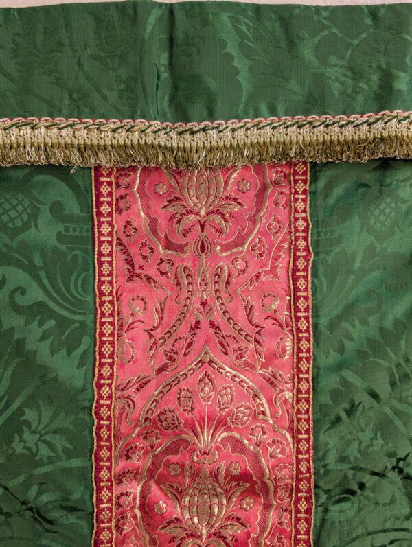 Smaller Size Vintage Altar Frontal in Emerald Green Damask Silk