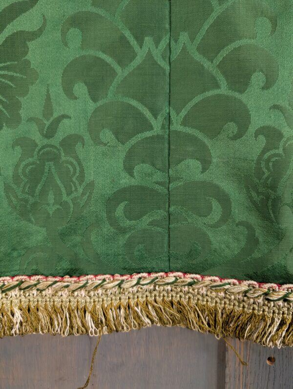 Smaller Size Vintage Altar Frontal in Emerald Green Damask Silk