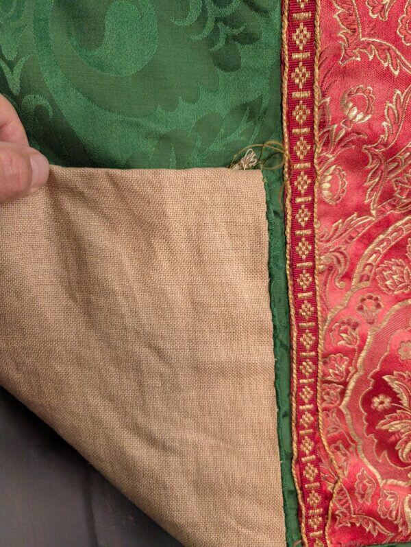 Smaller Size Vintage Altar Frontal in Emerald Green Damask Silk
