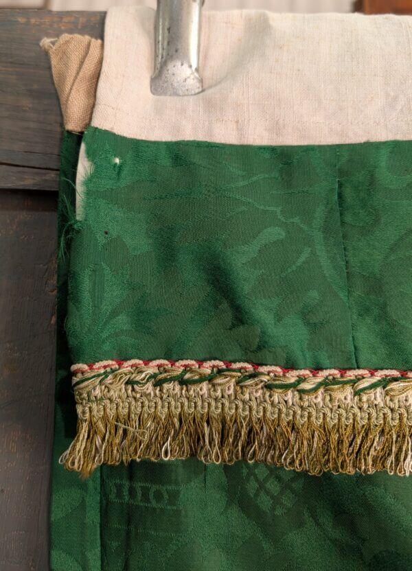 Smaller Size Vintage Altar Frontal in Emerald Green Damask Silk