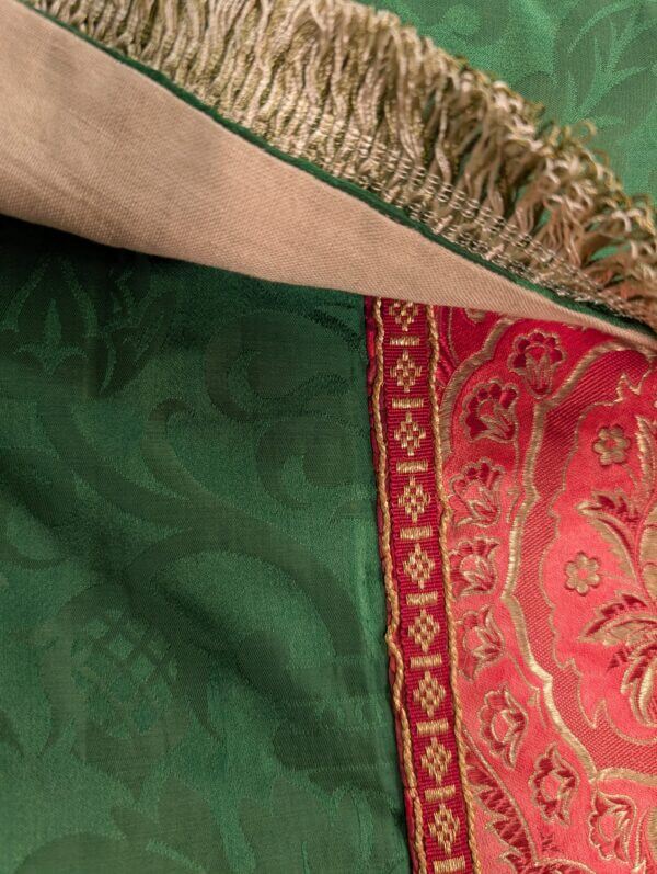 Smaller Size Vintage Altar Frontal in Emerald Green Damask Silk