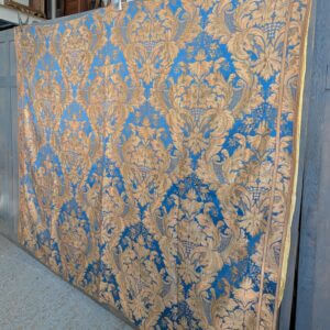 Large Spectacular Turquoise Gold Damask Jacquard Floral Design Swathe