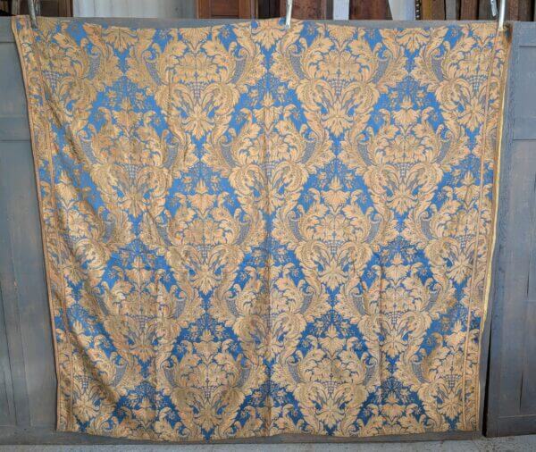 Large Spectacular Turquoise Gold Damask Jacquard Floral Design Swathe