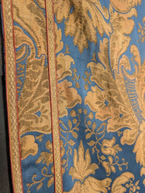 Large Spectacular Turquoise Gold Damask Jacquard Floral Design Swathe