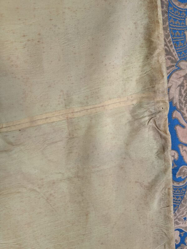 Large Spectacular Turquoise Gold Damask Jacquard Floral Design Swathe