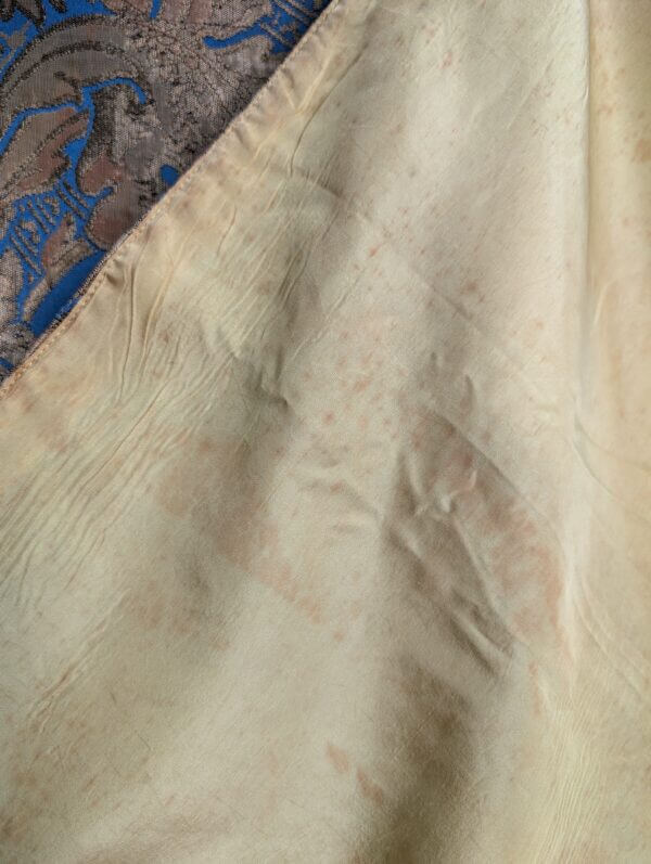 Large Spectacular Turquoise Gold Damask Jacquard Floral Design Swathe