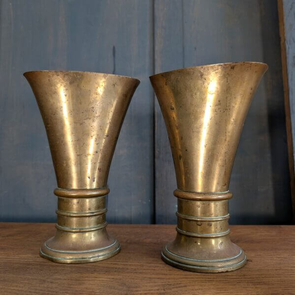 Heavy Brass Antique 'Shell' Church Vases