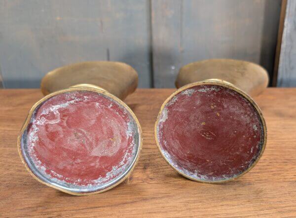 Heavy Brass Antique 'Shell' Church Vases