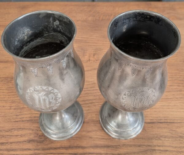 Pair of Mid 19th Century Pewter Church Chalices